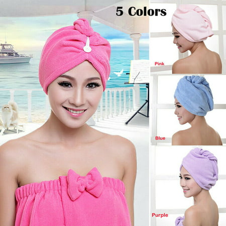 Microfiber Dry Hair Cap Women Ladies Drying Hair Turban Wrap Hat Cap Towel Double Side Dry Hair (Best Way To Dry Towels After Shower)