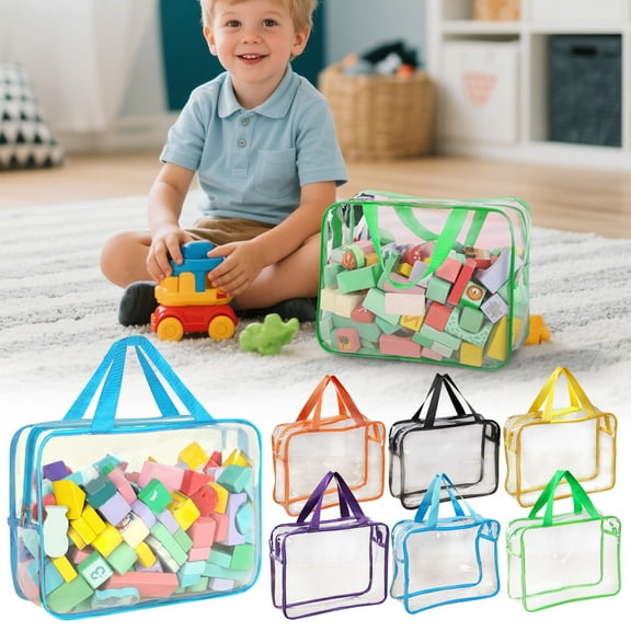 2-Pack Clear PVC Zipper Pouches Travel Organizer Bags, Large Reusable Storage Containers for Hobby Crafts Books Family Declutter and Spring Cleaning