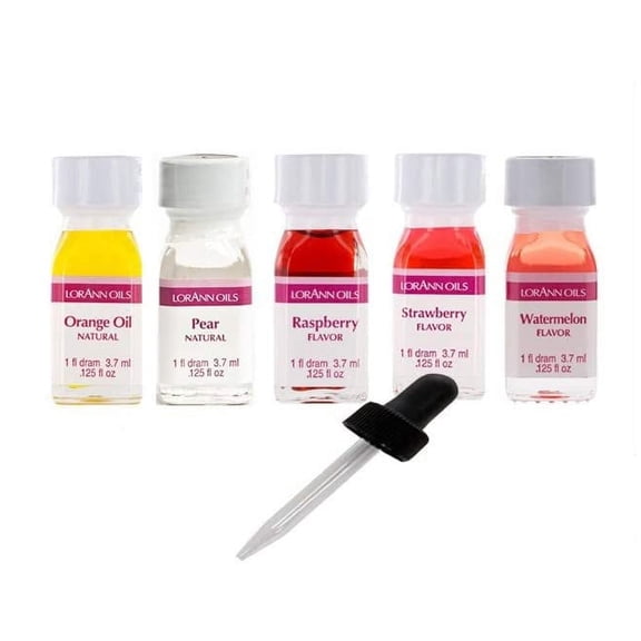 LorAnn Oils Super Strength Orange Flavors Raspberry Watermelon with Bonus Dropper, 3.7mL, 5 Pack