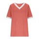 thumbnail image 4 of Mujeres Tops Casual Color Bloque Manga Corta V Cuello Blusa Moda Verano Primavera Respirable, 4 of 9