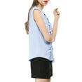 thumbnail image 5 of MODA NOVA Juniors Tie Neck Cap Sleeve Button Down Ruffle Summer Shirts, 5 of 7