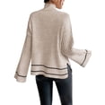 thumbnail image 6 of Women'S Long Sleeve High Neck Sweater Casual Loose Sweater Split Ribbed Knit Pullover Tops Color XS, 6 of 10