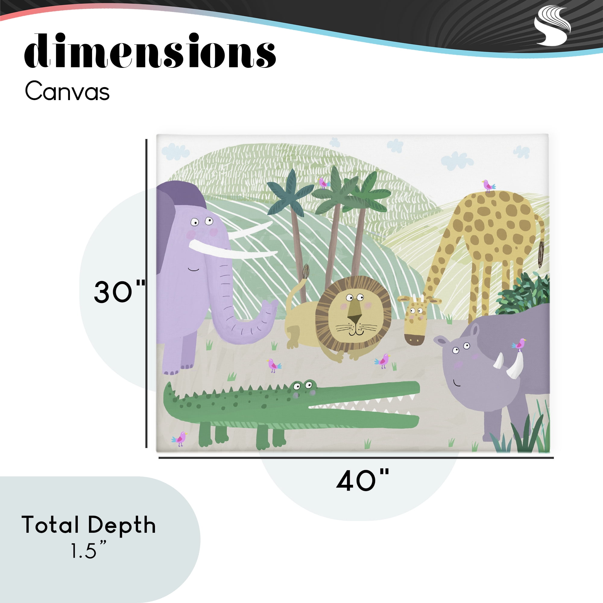 Stupell Industries Jungle Savannah Animals Canvas Wall Art, design by Carla Daly