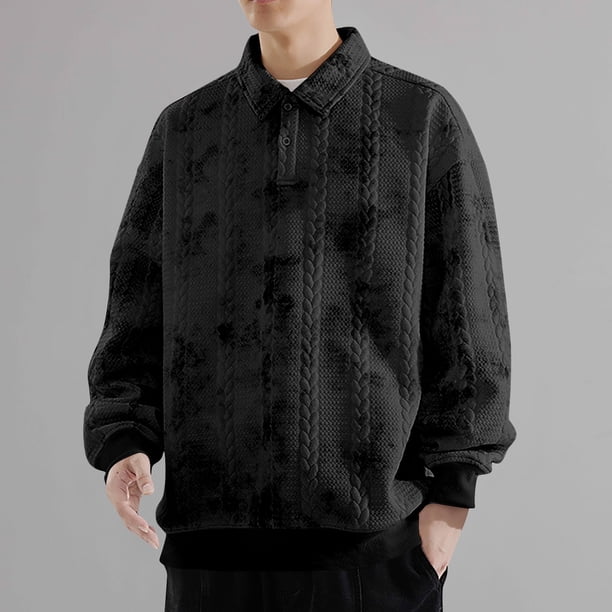 pstuiky camisas de manga larga para hombre, Camiseta de manga larga con botones y estampado vintage para hombre, sin capucha camisetas de hombre xl