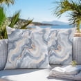 thumbnail image 4 of Marble Texture Outdoor Pillow Covers Pack of 2 Elegant Blue Gray Tone Water Effect Waterproof Throw Pillow Covers Decorative Cushion Cases for Patio Garden Tent Balcony Couch 24x24 inch, 4 of 8