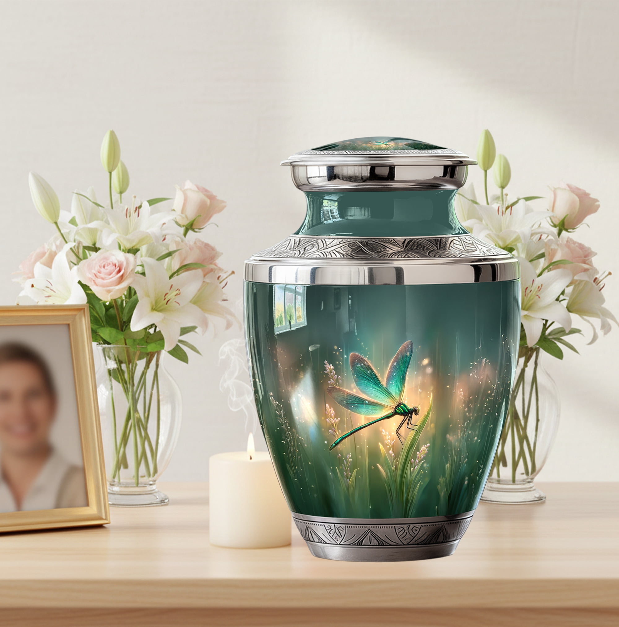 Dragonfly Urn For Human Ashes Adult Female - Large Urns For Human Ashes - Decorative Ash Holder For Mom - Funeral Urns For Women ( Size:-10 Inch 1pc )