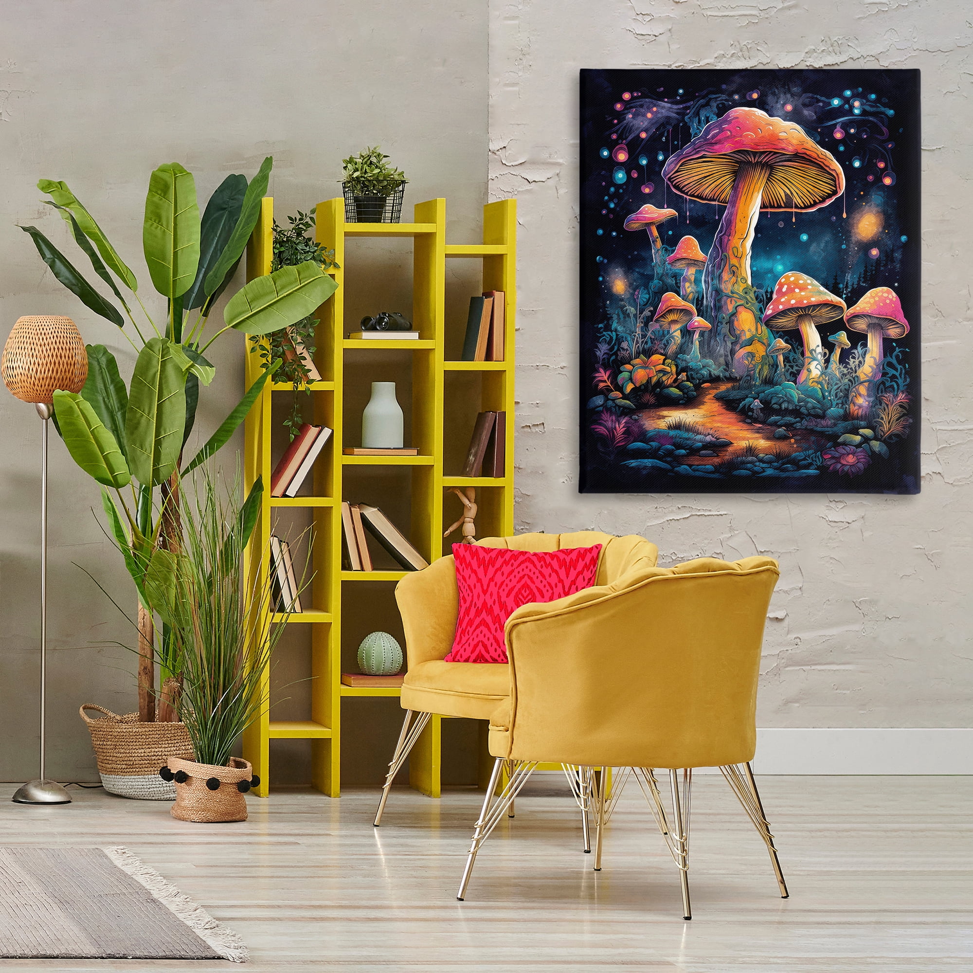 Stupell Industries Psychedelic Mushrooms Nature Landscape & Nature Painting Wrapped Canvas Art Print Wall Art, 36 x 48