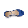 thumbnail image 4 of BLISSFUL STEP Women's Shoes Espadrille Platform Open Toe Ankle Strap Wedge Heels Sandals Dark Blue 8.5, 4 of 7