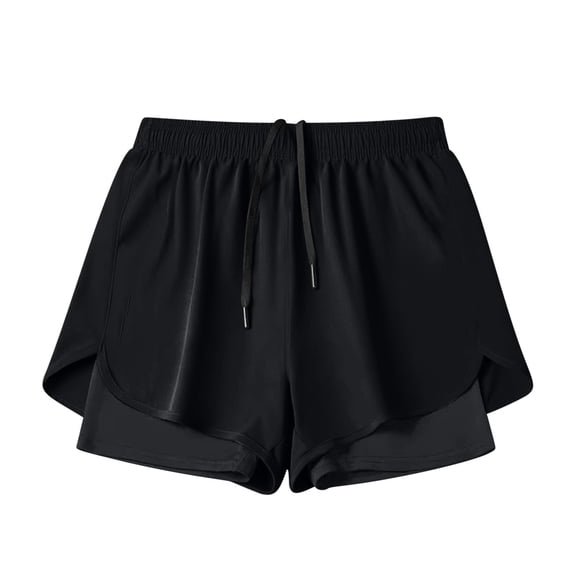 FRSASU Men's 2 in 1 Running Shorts 5 inch Gym Athletic Workout Shorts with Liner Quick Dry drawstring Short with Pockets Black