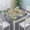 thumbnail image 3 of Yellow Lemon Fruit Clusters Blue Pattern Square Fitted Tablecloth with Elastic Edge,Square Table Cover,Washable Elastic Table Cover for Home Kitchen Party Decor 36"x36", 3 of 6