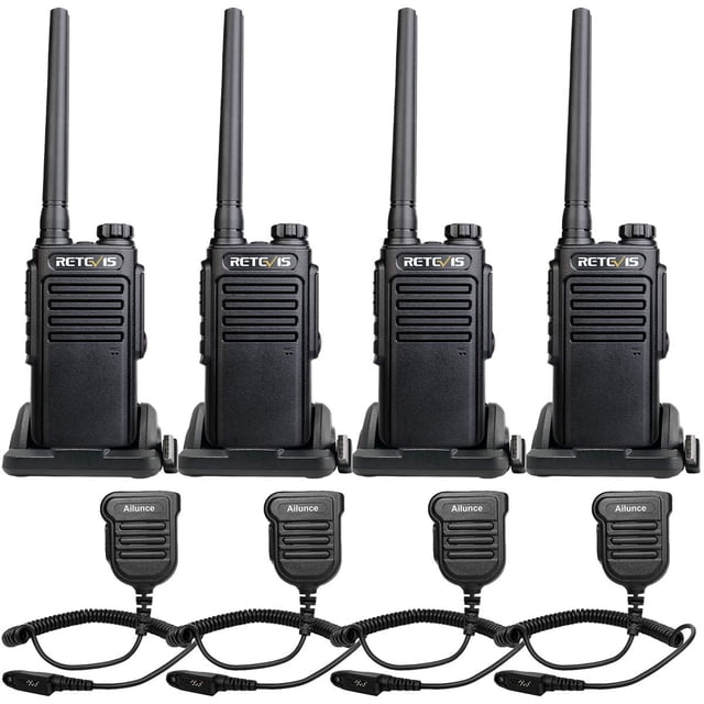 Radio bidireccional Retevis RT47 impermeable con micrófono IP67, paquete de 4 unidades