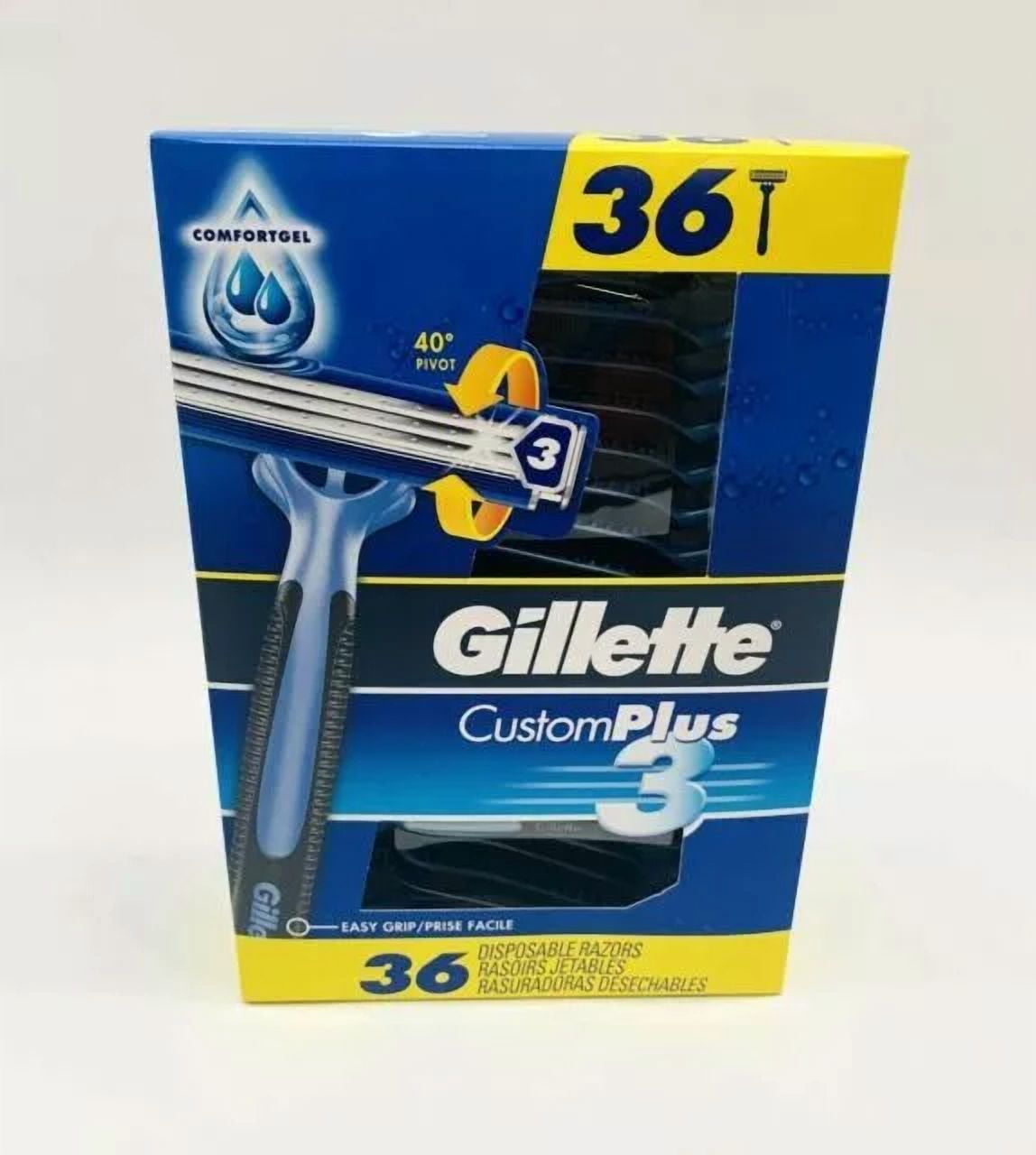 (3 pack) Gillette Custom Plus3 Disposable Razors, 36-count
