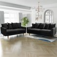 thumbnail image 2 of Pemberly Row Contemporary 70" Square Arm Fabric Sofa in Black, 2 of 6