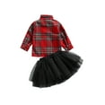 thumbnail image 3 of Qiylii Baby Girls Outfits Long-sleeve Multi-layer British Plaid Shirt+Mesh Skirt, 3 of 7