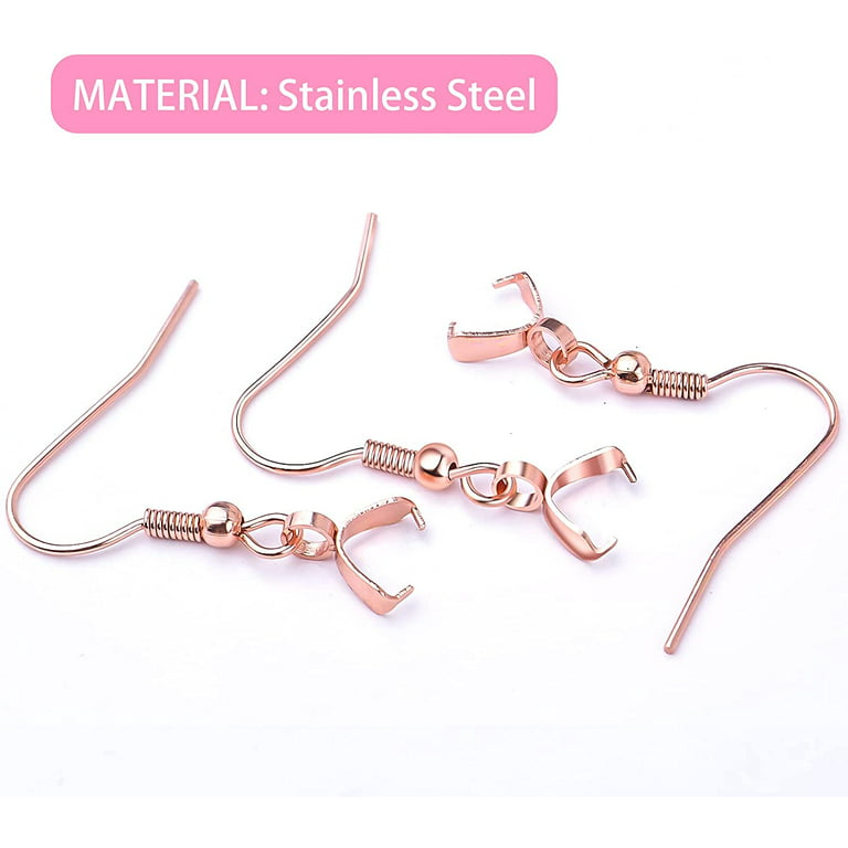 50pcs Stainless Steel Earring Hooks with Pendant Clasp Hypoallergenic Ear Wire Buckle Fish Hooks Dangle Earrings for Women Girls DIY Jewelry Making