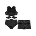 thumbnail image 4 of YiZYiF Kids Girls Crisscross Cutout Ballet Dance Unitard with Shorts Set Athletic Gym Suit Ballerina Costume Black 4, 4 of 5