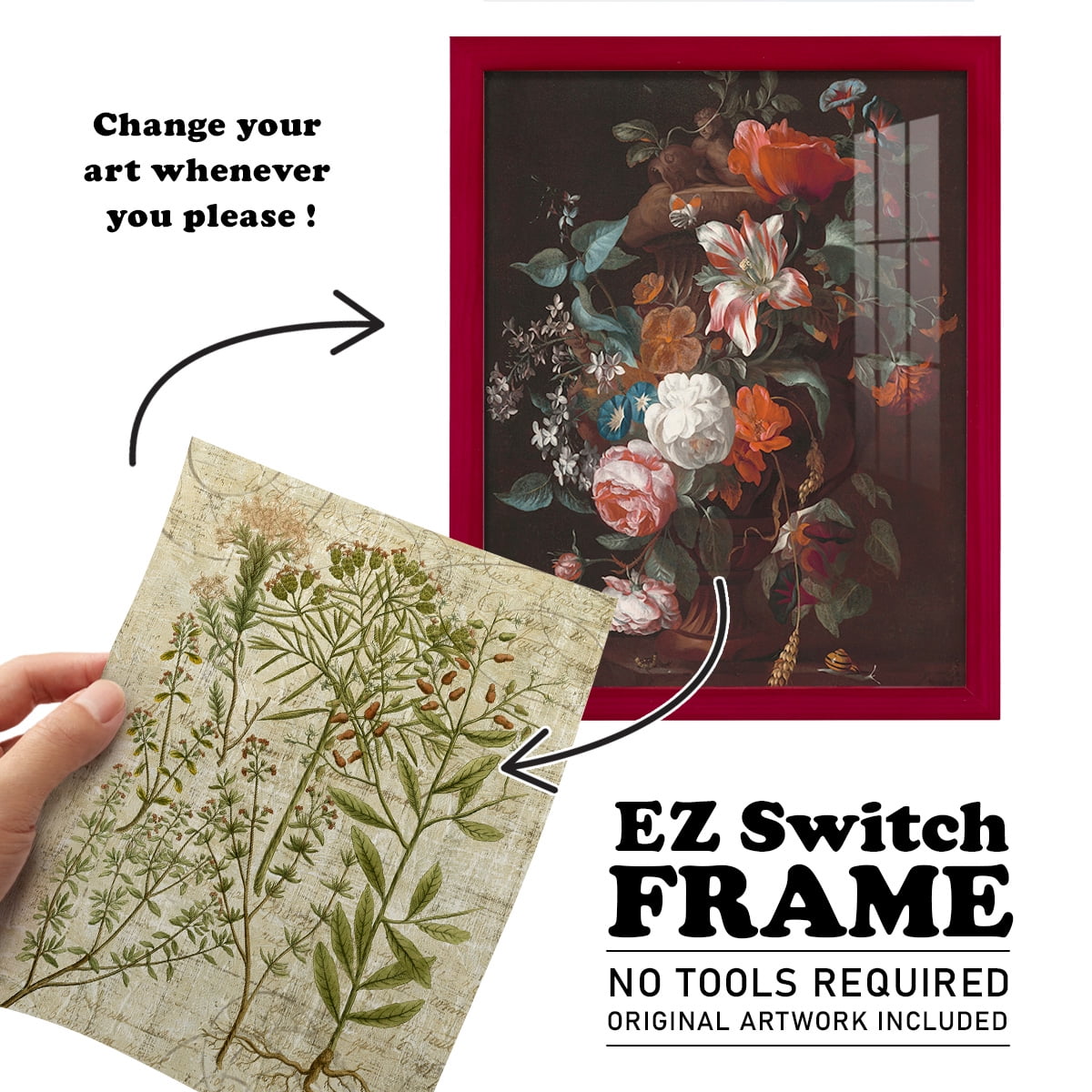 Garden Verses I -Framed Print w/glass-Cherry Red