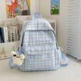 thumbnail image 3 of Plaid School Backpack, Spacious Backpack with Multi-pocket, Lightweight Breathable Bookbag for Middle School College, Blue, 3 of 9