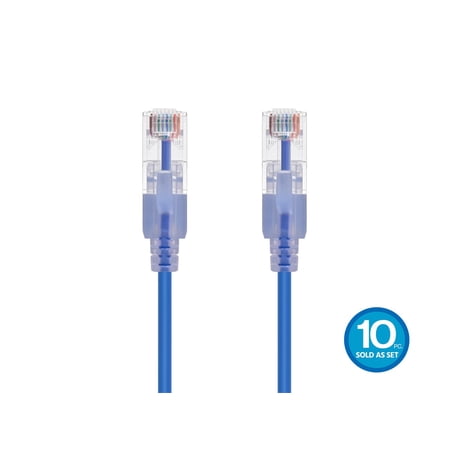 Monoprice 10-Pack  SlimRun Cat6A Ethernet Network Patch Cable  3ft Blue price history on PriceWatchPro