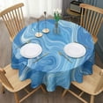 thumbnail image 3 of Blue White Tie Dye Swirl Pattern Round Tablecloth 60"x60",Wrinkle Wipeable Table Cloth for Kitchen Dining Room Picnic Patio Party, 3 of 6