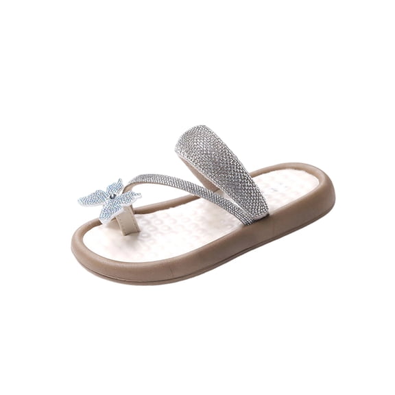 IVEYRTF Girls Flip Flops Slides Shoes Fashion Bow Soft Sole Flat Spring Summer Casual Beach Everyday Outdoor Sandals