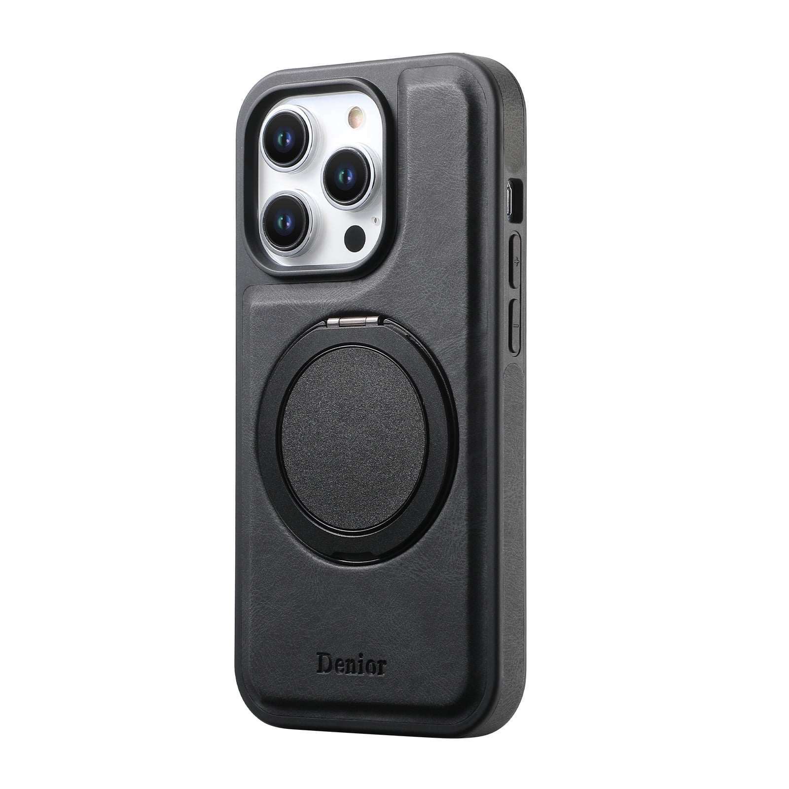 Magnetic for iPhone 15 Pro Max Phone Case, Phone Case iPhone 15 Pro Max with Invisible Stand Kickstand Ring Holder Slim Thin Shockproof Bumper Women Men Rugged Phone Case Cover,Black