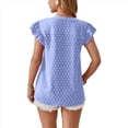 thumbnail image 3 of Blusa de Mujer con Cuello en V y Mangas con Volantes, Holgada, Elegante, Informal, , de Verano, Azul , XXL, 3 of 10