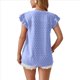 thumbnail image 3 of Blusa de Mujer con Cuello en V y Mangas con Volantes, Holgada, Elegante, Informal, , de Verano, Azul , XXL, 3 of 10