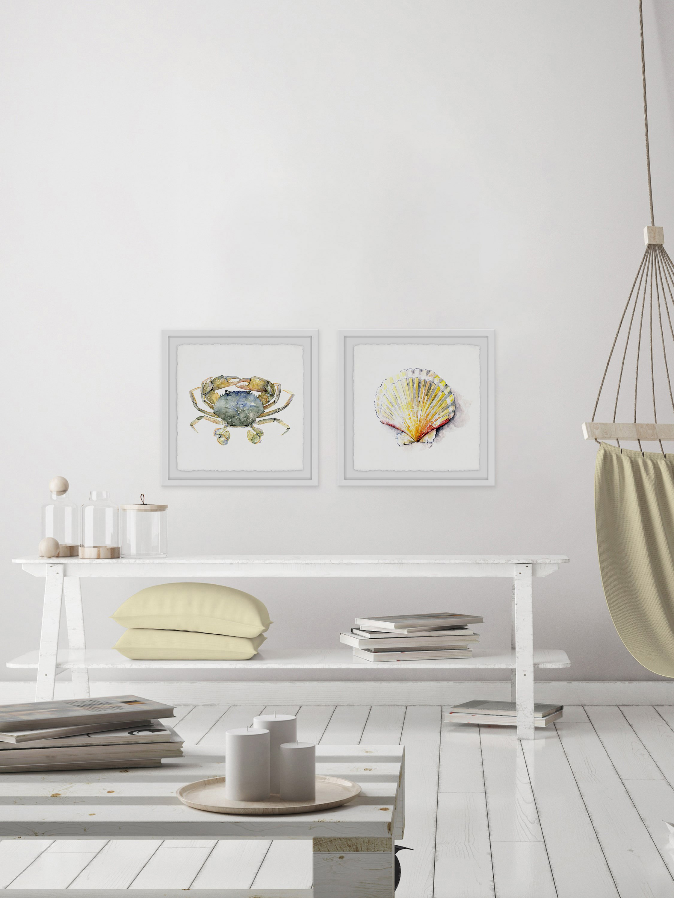 Crab and Sea Shell Diptych