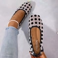 thumbnail image 2 of Women's Polka Dots Mesh Ballet Flats Square Toe Ballerina Flats Closed Toe Comfortable Casual Work Shoes White 9.5(43), 2 of 9