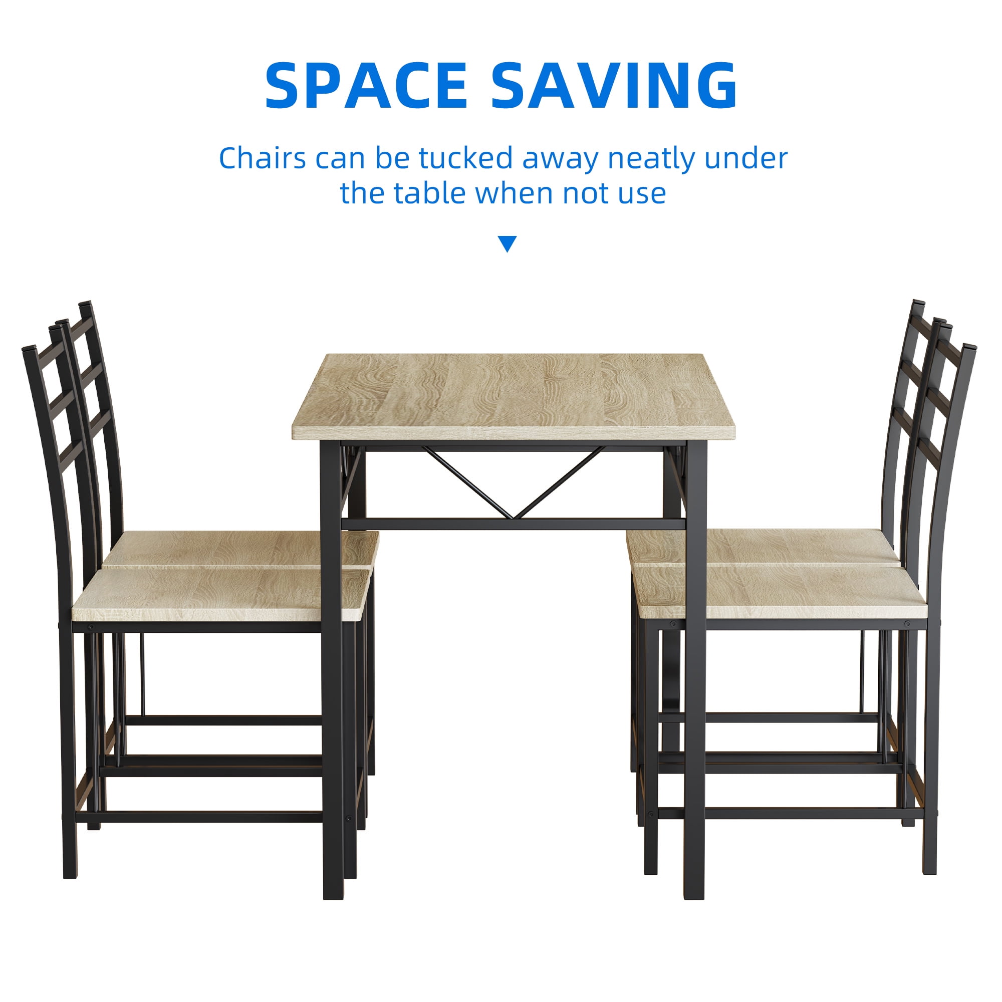 Dextrus 5 Piece Dining Set, Wood Metal 42