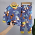 thumbnail image 2 of TOWED22 Toddler Baby Girl Boy Fall Winter Clothes Outfits 2 Piece Long Sleeve Crewneck Sweatshirt Pull on Pants Casual Print Clothing Set(Blue,6-12 M), 2 of 4