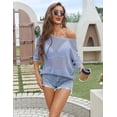 thumbnail image 3 of Zeagoo Crochet Tops for Women Fashion Summer Sweater 2025 Short Sleeve Off Shoulder Knit Pullover Shirts, 3 of 6
