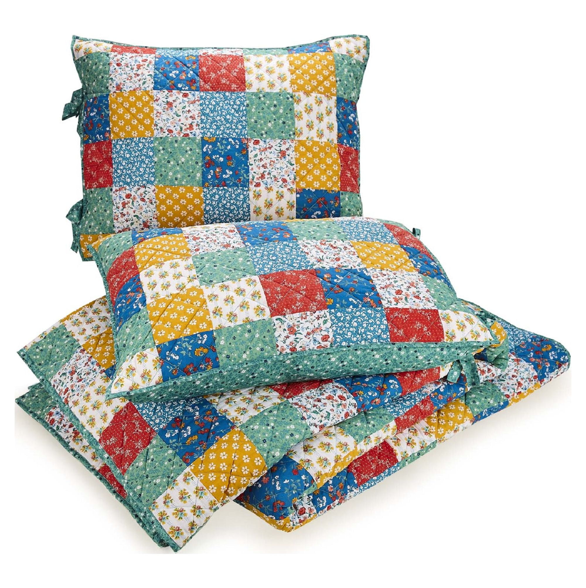 The Pioneer Woman Multi-Color Floral Patchwork 2-Piece Cotton Standard Sham Set