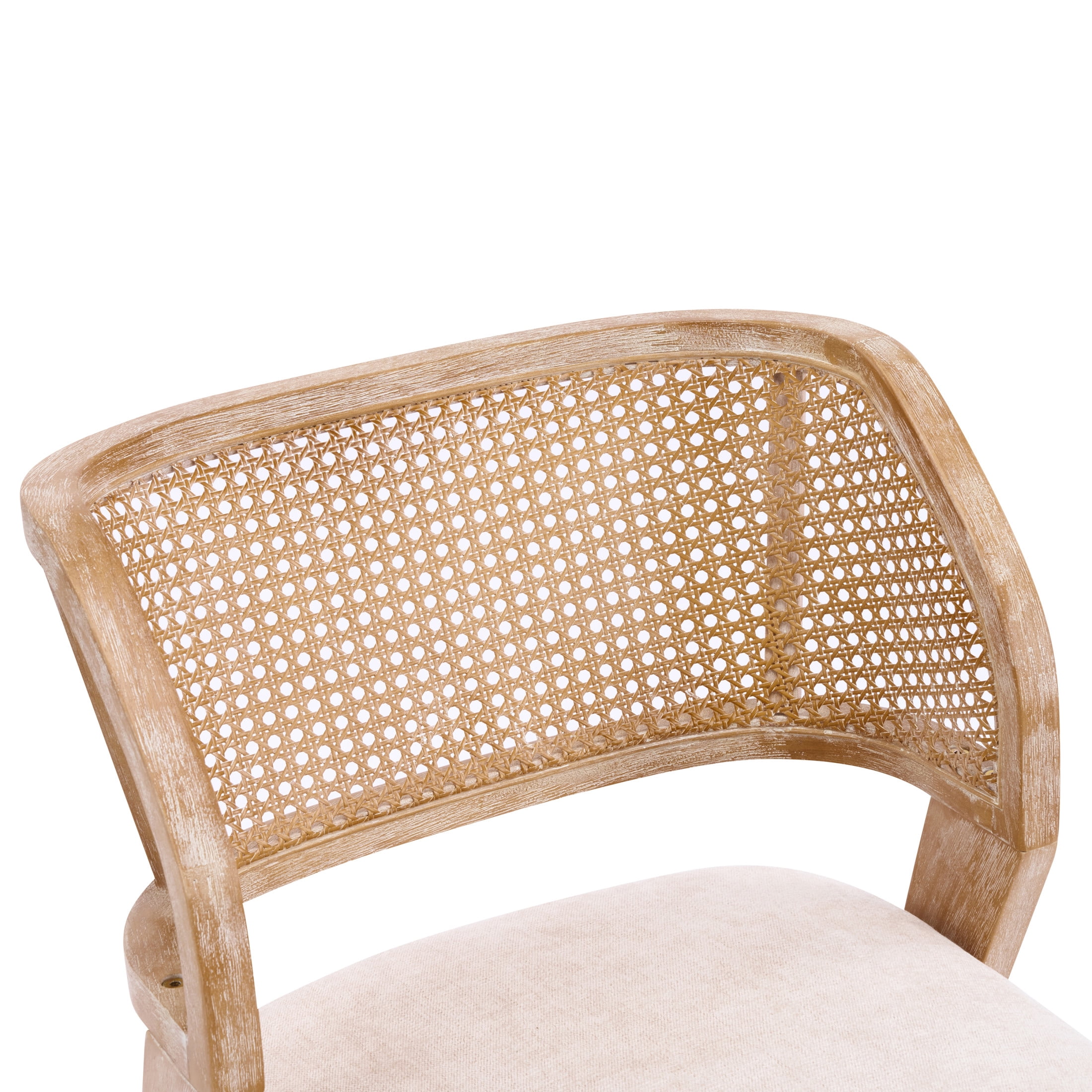 Christopher Knight Home Vintage Rattan Back Dining Chairs Set of 2, Natural Rubberwood Frame, Beige Seat