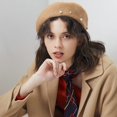 thumbnail image 4 of CoCoMangos Women Beret Pearl Elegant Sweet Artist French Style Beret Beanie Cap, 4 of 7