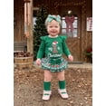 thumbnail image 4 of Loicainy Infant Baby Girl Christmas Outfit 3 6 9 12 18 Months Letters Romper with Plaid Shorts Headband Socks Clothes Set, 4 of 9