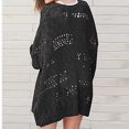 thumbnail image 5 of Lilgiuy Women's Crochet Cardigan Kimono Boho Long Sleeve Lightweight Soft Oversized Open Front Knitted Sweater, Black ,14(XXXL) Fall for 2022 Spring Winter, 5 of 5
