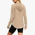 thumbnail image 4 of Hrsba Womens Plus Size Pullover Tops , Women Casual Tops Fall Sweaters for Women Long Sleeve Hooded V Neck Knit Sweater with Solid Color Drawstring and Front Pockets, 4 of 5