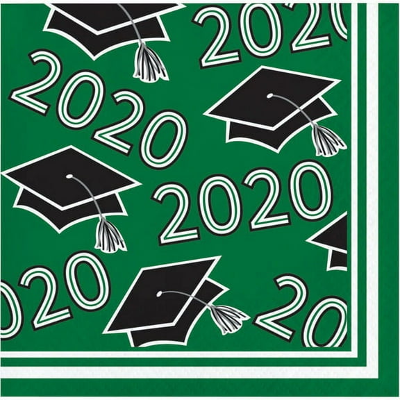 Partypro 343305 2020 Grad Green Beverage Napkin