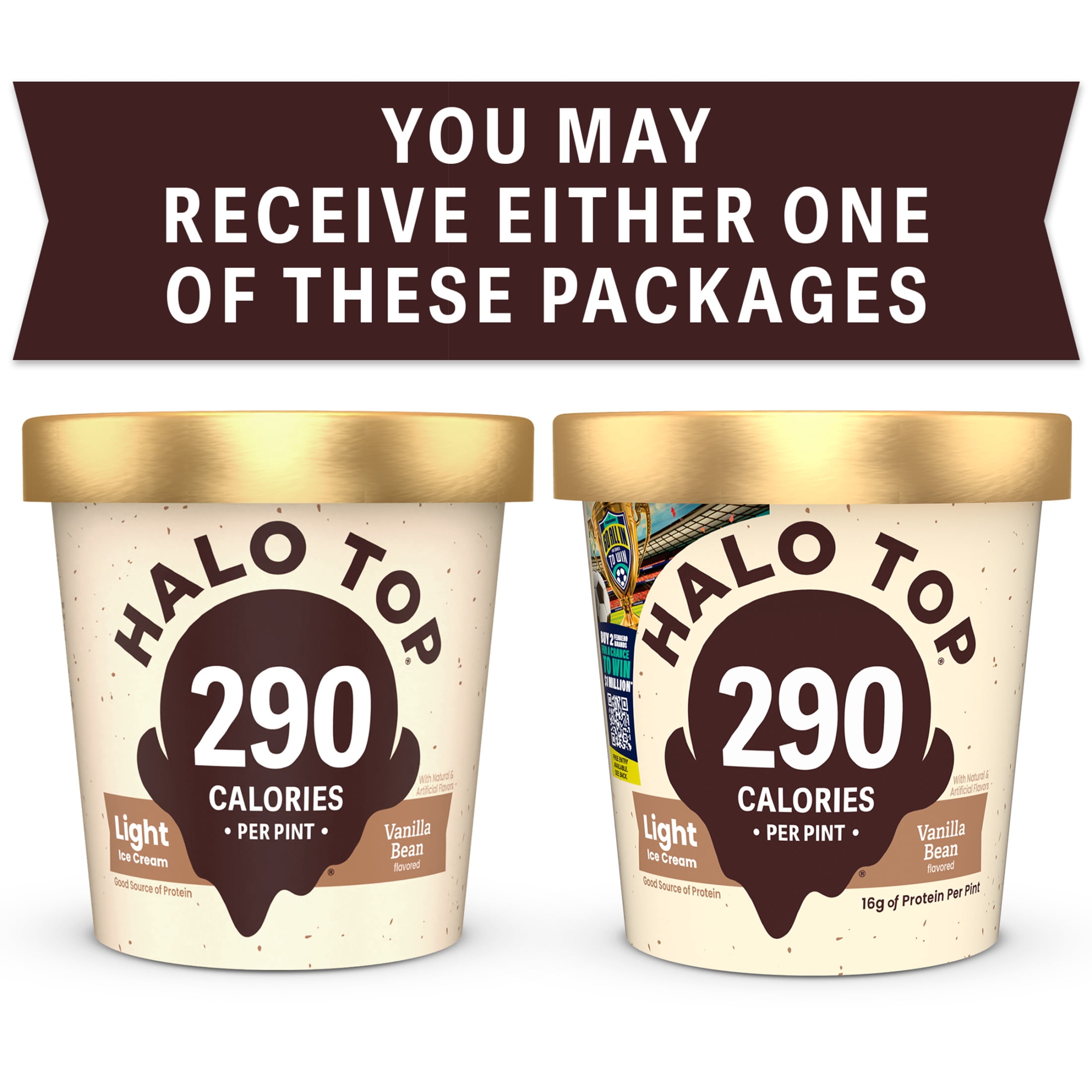 Halo Top Low-Calorie Vanilla Bean Light Ice Cream Pint, 16 fl oz