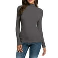 thumbnail image 2 of Womens Tops Casual Solid Long Sleeve Mock Turtleneck Slim Fit Stretchy Layer Tee Shirt Office Wear L Sweaters For Women, 2 of 6