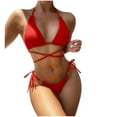 thumbnail image 2 of Aloohaidyvio bikini tops for women ,Women Sexy Solid Bandage Bikini Set Push-Up Pad Swimwear Swimsuit Beachwear, Swimsuits for Women 2 Piece, 2 of 6