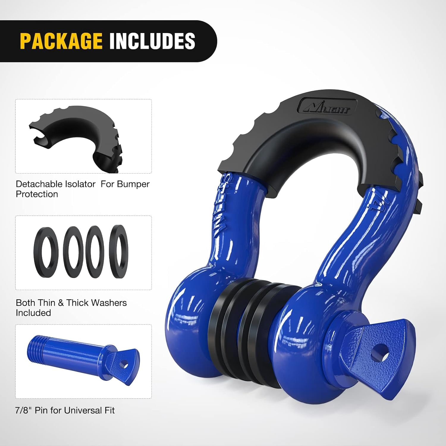 Nilight 2 Pack 3/4" D-Ring Shackle with 7/8" Screw Pin 41,887lbs Break Strength, Heavy Duty off Road Recovery Shackle with Isolators Washers for Use with Tow Strap, Winch, Off-Road Jeep Truck Vehicle