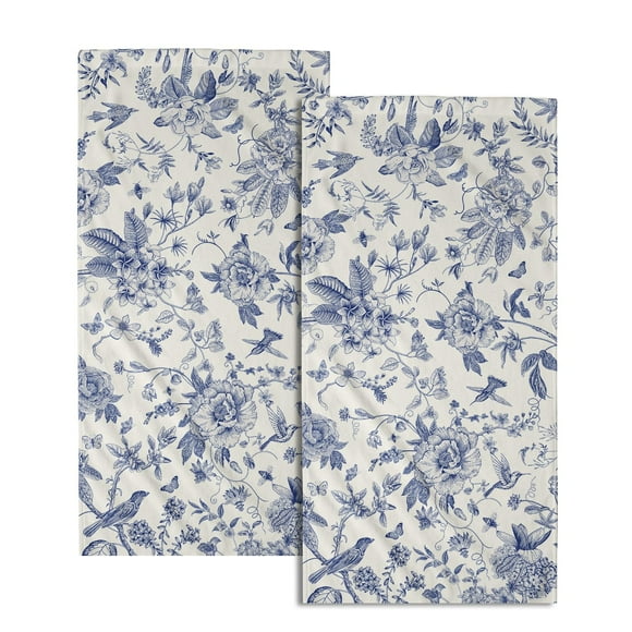 Toalla de mano Giwawa Chinoiserie Flowers Blue Leaves, juego de 2