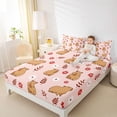 thumbnail image 3 of Erosebridal Capybara Kids Queen Sheet Sets, Cartoon Flower Leaf Bed Set, 4-Piece, 3 of 5