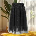 thumbnail image 5 of Ahuyic Womens Casual Dress,Womens Plus Size Dress,Womens Loose able Casual Solid Color Spring/Summer Mesh Yarn Glitter Skirt,Black,S, 5 of 5