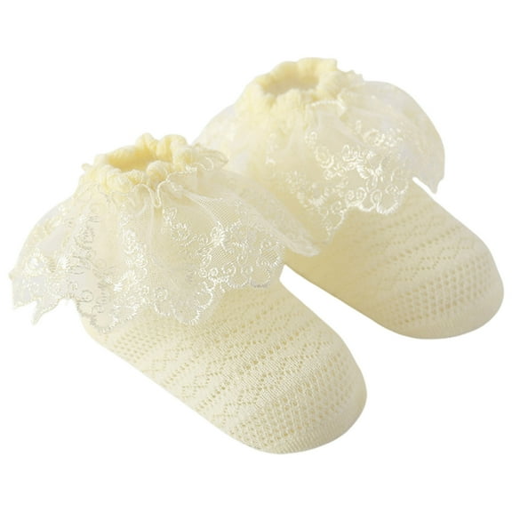 ameIAEA Toddler Baby Girls Ruffle Socks Breathable Frilly Lace Cotton Socks Newborn Infant Cute Socks