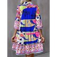 thumbnail image 5 of Women's Printed Notched Three Quarter Sleeve Tiered Dress Polyester 100% Fabric Easy Care Everyday Wear Casual, 5 of 6