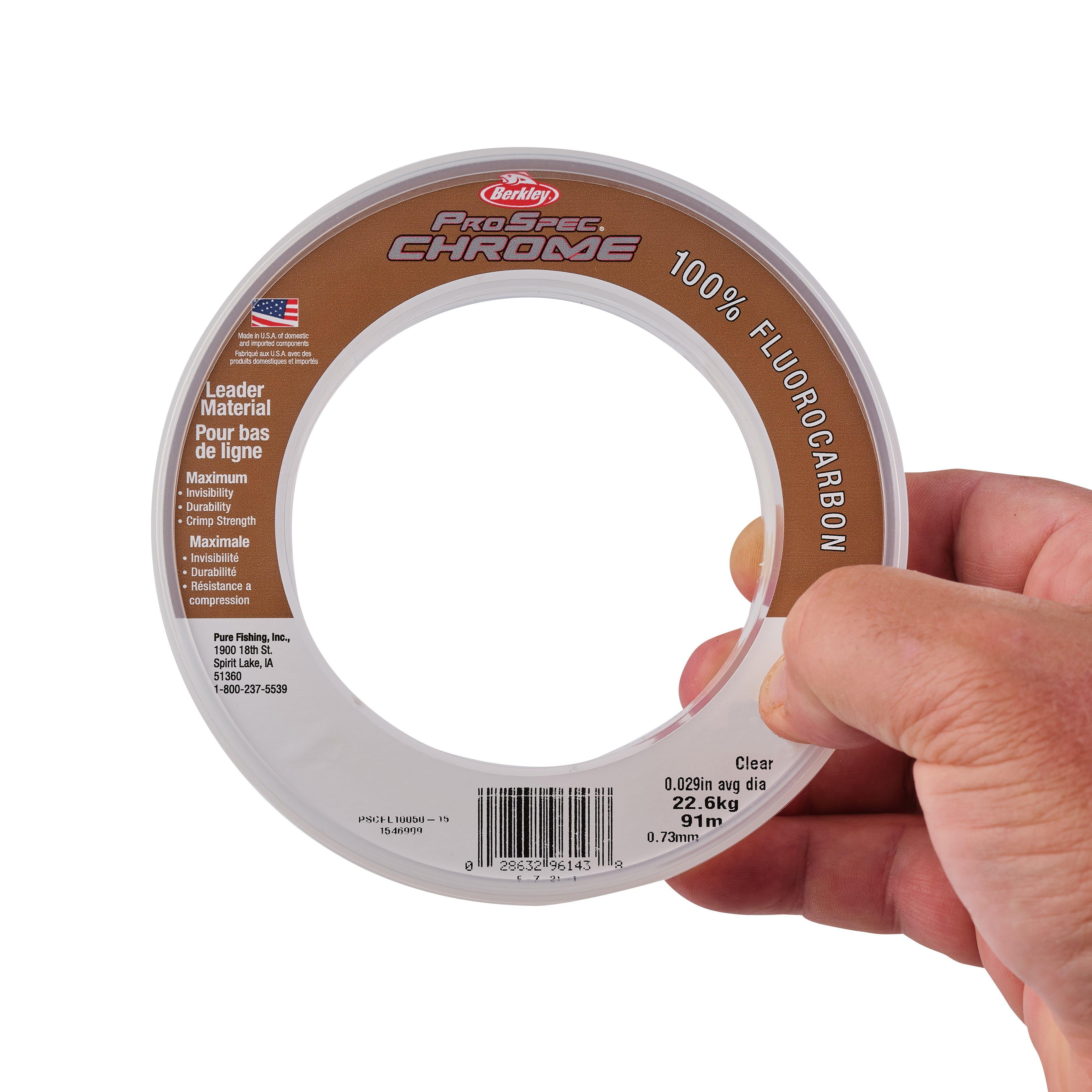 Berkley ProSpec® Chrome 100% Fluoro Leader Fishing Line, Clear, 60 lb Test Strength, 75 yd